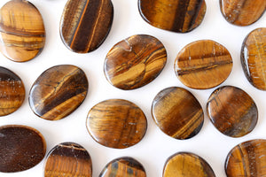 Palm Stones | Tiger Eye | Thumb Crystal | Pocket Gemstones: Flat Back Side(Flat Stone)