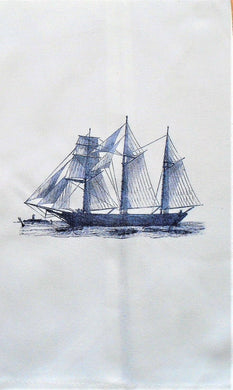Nautical/ Barkentine Hand Towel/White