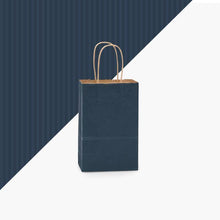 Load image into Gallery viewer, Recycled Shadow Stripe Kraft Paper Retail Shopping Bags: French Blue / 100 Pack / Cub 8x4.75x10.5"