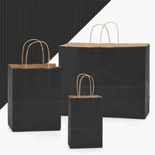 Load image into Gallery viewer, Recycled Shadow Stripe Kraft Paper Retail Shopping Bags: French Blue / 100 Pack / Cub 8x4.75x10.5"