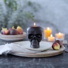 Load image into Gallery viewer, Sculpted Skull Candle – 100% Beeswax – Black - Handcrafted