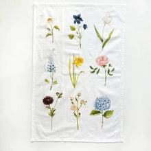 Load image into Gallery viewer, Garden flowers tea towel