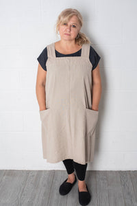 Linen Pinafore ( Japanese Apron): One Size ( US 14 and up or for oversized/loose look) / Navy