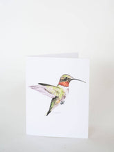 Load image into Gallery viewer, "Ruby Throated Hummingbird" Watercolor Greeting Card
