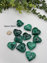 Load image into Gallery viewer, Malachite Polished Hearts : Approx 42MM or above