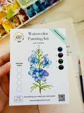 Load image into Gallery viewer, Larkspur Watercolor Kit | July Birth Month Flower