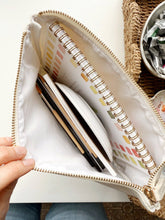 Load image into Gallery viewer, Canvas zipper pouch "make pretty things" gingham