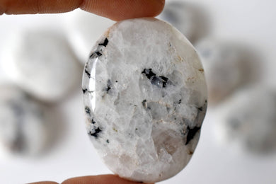 Palm Stone | Rainbow Moonstone | Thumb Crystal | Pocket Gems: Thumb Indent (Worry Stone)