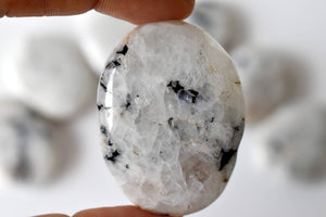 Palm Stone | Rainbow Moonstone | Thumb Crystal | Pocket Gems: Thumb Indent (Worry Stone)