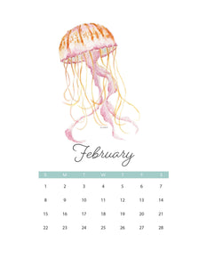 2026 Watercolor Coastal Creatures wall calendar