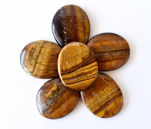 Palm Stones | Tiger Eye | Thumb Crystal | Pocket Gemstones: Flat Back Side(Flat Stone)