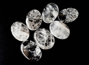 Palm Stone | Crystal Quartz |Thumb Crystal | Pocket Gemstone: Flat Back Side(Flat Stone)