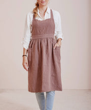 Load image into Gallery viewer, Linen pinafore apron dress in various colors: Natural