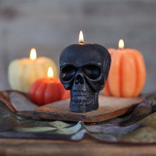 Load image into Gallery viewer, Sculpted Skull Candle – 100% Beeswax – Black - Handcrafted