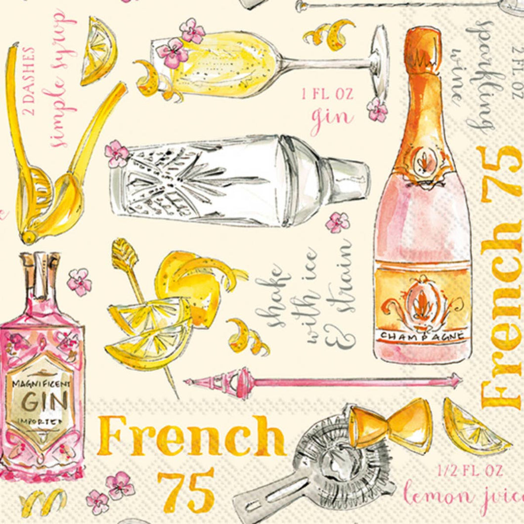 Paper Cocktail Napkins Pack of 20 French 75
