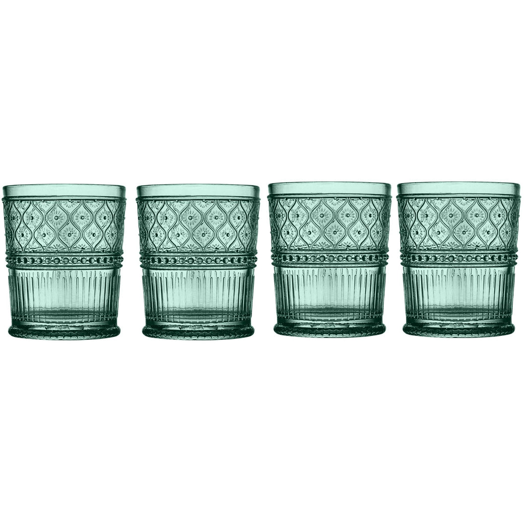 Claro Dark Green Double Old Fashion, Set of 4