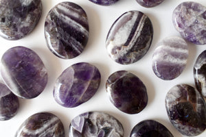 Palm Stones | Amethyst | Thumb Crystal | Pocket Gemstone: Flat Back Side(Flat Stone)