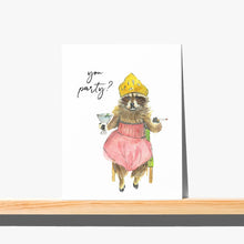 Load image into Gallery viewer, Greeting Card - You Party? Funny Raccoon