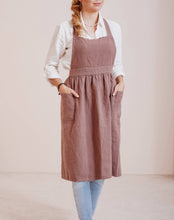 Load image into Gallery viewer, Linen pinafore apron dress in various colors: Natural