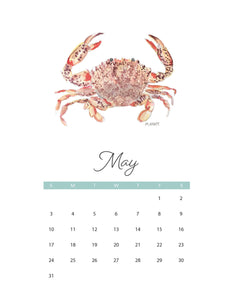2026 Watercolor Coastal Creatures wall calendar