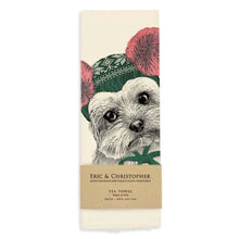 Load image into Gallery viewer, Yorkie with Pom Poms Tea Towel