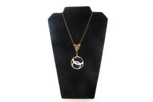 Antique Gold Victorian Monocle Magnify Glass Necklaces, each: Fleur De Lis Monocle Necklace