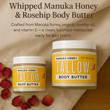 Load image into Gallery viewer, Manuka Honey + Rosehip Tallow Body Butter – Deeply Nourishing &amp; Repairing Natural Skincare: 9oz