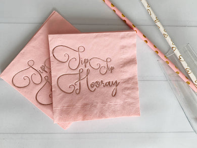 Sip Sip Hooray - Blush Pink & Rose Gold Cocktail Napkins