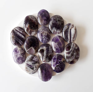 Palm Stones | Amethyst | Thumb Crystal | Pocket Gemstone: Flat Back Side(Flat Stone)
