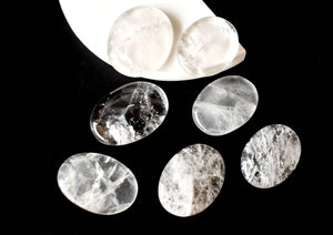 Palm Stone | Crystal Quartz |Thumb Crystal | Pocket Gemstone: Flat Back Side(Flat Stone)