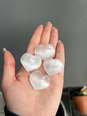 Mini Selenite Heart Crystal Carving