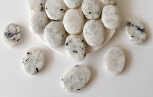 Palm Stone | Rainbow Moonstone | Thumb Crystal | Pocket Gems: Thumb Indent (Worry Stone)