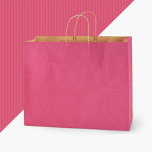 Load image into Gallery viewer, Recycled Shadow Stripe Kraft Paper Retail Shopping Bags: Apple Green / 100 Pack / Rose 5.5x3.25x8.375"
