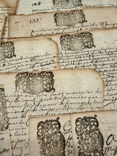 Load image into Gallery viewer, Original 1600s Stamped Antique French Script Document Pages