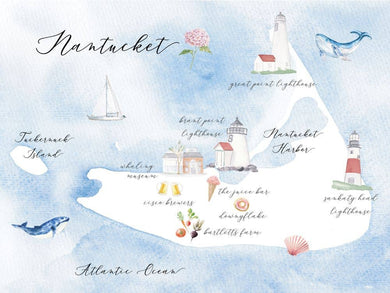 Maps/ Nantucket Hand Towel/White