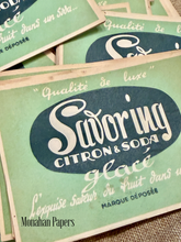 Load image into Gallery viewer, Vintage Savory Citron &amp; Soda Labels in bundles of 5