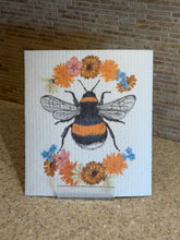 Load image into Gallery viewer, Floral Bee Swedish Dishcloth | Kitchen Cloth | Dish Towel