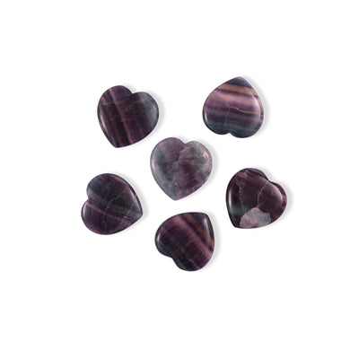 Rainbow Fluorite Flat Stone Hearts (Set of 6) - 2.5
