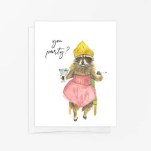 Load image into Gallery viewer, Greeting Card - You Party? Funny Raccoon