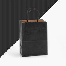 Load image into Gallery viewer, Recycled Shadow Stripe Kraft Paper Retail Shopping Bags: French Blue / 100 Pack / Cub 8x4.75x10.5"