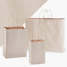 Load image into Gallery viewer, Recycled Shadow Stripe Kraft Paper Retail Shopping Bags: French Blue / 100 Pack / Cub 8x4.75x10.5"