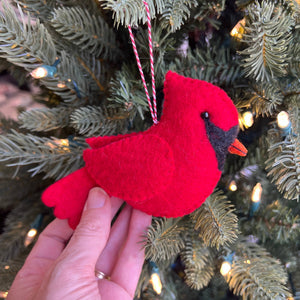 Large Cardinal Felt Wool Christmas Ornament  