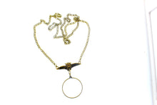 Load image into Gallery viewer, Antique Gold Victorian Monocle Magnify Glass Necklaces, each: Fleur De Lis Monocle Necklace