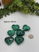 Load image into Gallery viewer, Malachite Polished Hearts : Approx 42MM or above