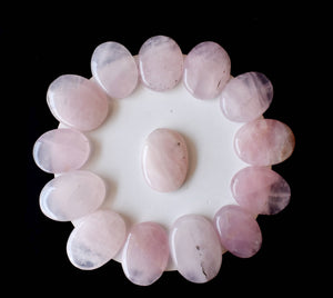 Palm Stone | Rose Quartz | Thumb Crystal | Pocket Gemstone: Flat Back Side(Flat Stone)