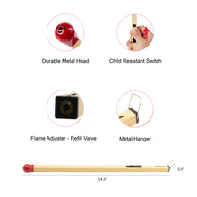 Load image into Gallery viewer, Match Shape Candle Lighter - Slim Butane - Gas Refillable: 8.5" Long