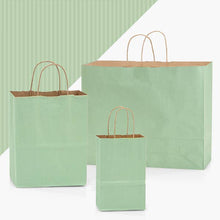 Load image into Gallery viewer, Recycled Shadow Stripe Kraft Paper Retail Shopping Bags: French Blue / 100 Pack / Cub 8x4.75x10.5"
