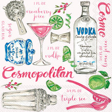 Load image into Gallery viewer, Paper Cocktail Napkins Pack of 20 Cosmopolitan