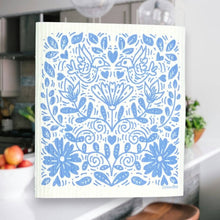 Load image into Gallery viewer, Blue Floral Pattern Swedish Dishcloth | Reusable Paper Towel
