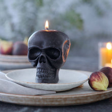 Load image into Gallery viewer, Sculpted Skull Candle – 100% Beeswax – Black - Handcrafted